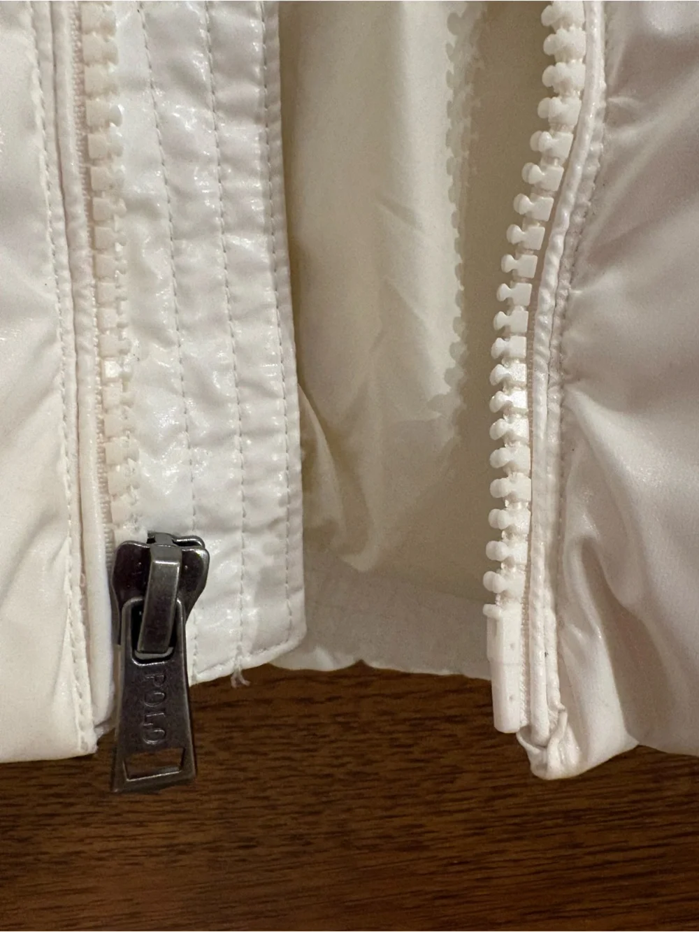Polo Ralph Lauren Girls Ivory Puffer Jacket Detachable Hood Size 5